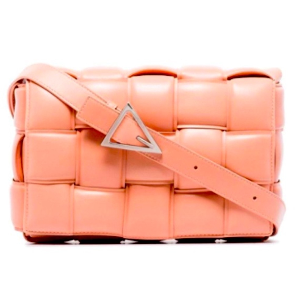Bottega Venetta Peach Cassandra Cassette Weave Crossbody Leather Handbag